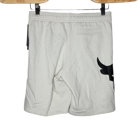 NEW Under Armour Project Rock Beige Drawstring‎ Boys Youth Large Sweat Shorts - Picture 2 of 4